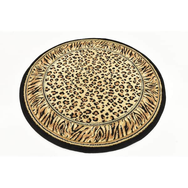 Wildlife Cheetah Light Brown 4' 0 x 4' 0 Round Rug