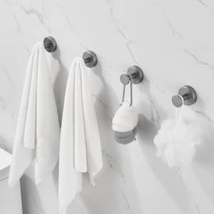 4 Case Aluminum Knob Bathroom Robe/Towel Hook with Screws in Gun Gray