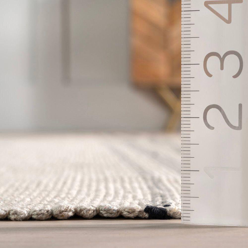 Beige and Gray Handmade Cotton Striped Rectangular Area Rug