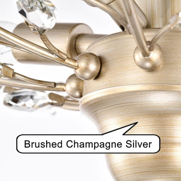 Jojospring Lluvia 23.6 in. 4-Light Crystal Leaves Brushed