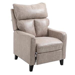 35.5" Wide Faux Leather Club Manual Glider Recliner with Padded Pillows in Light Grey