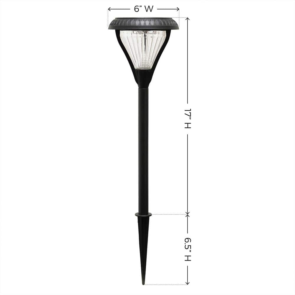 Premier Black Aluminum Solar LED Pathway Lights with Dual Color, Set of 2