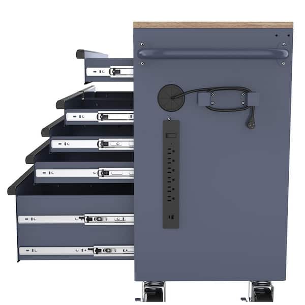 Husky Standard-Duty 46 in. W 9-Drawer Gloss Cadet Gray Mobile