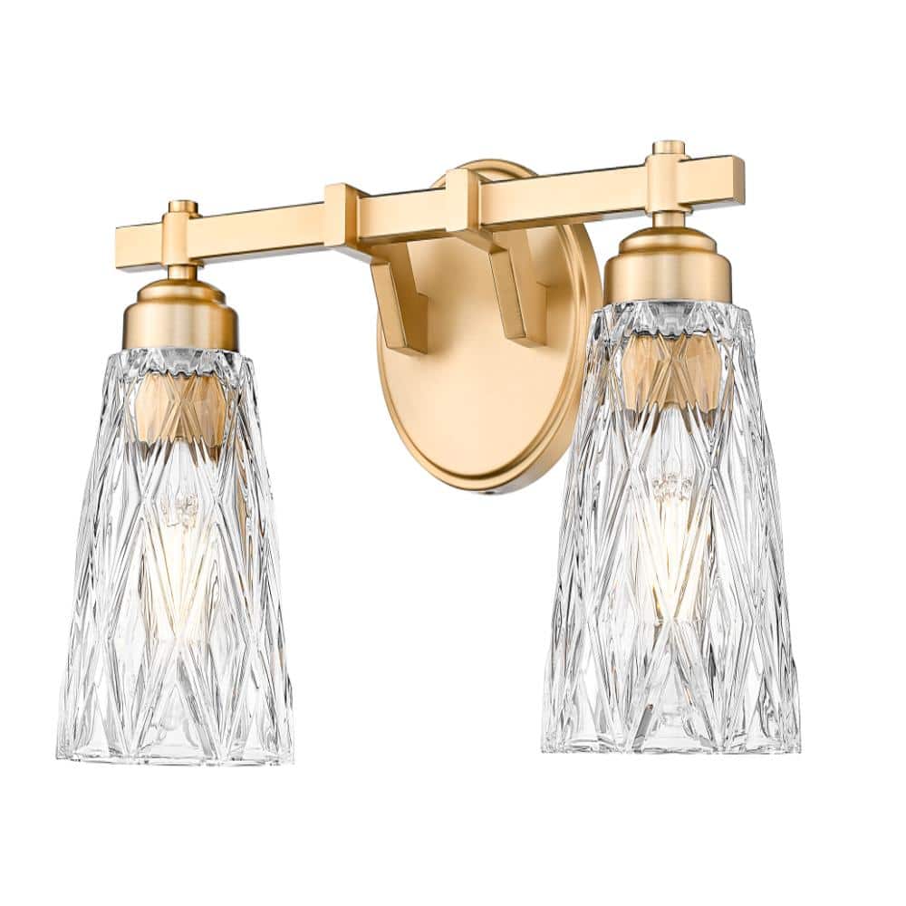 Andree 16 in. 2-Light Modern Gold Vanity Light with Clear Glass Shades price history on PriceWatchPro