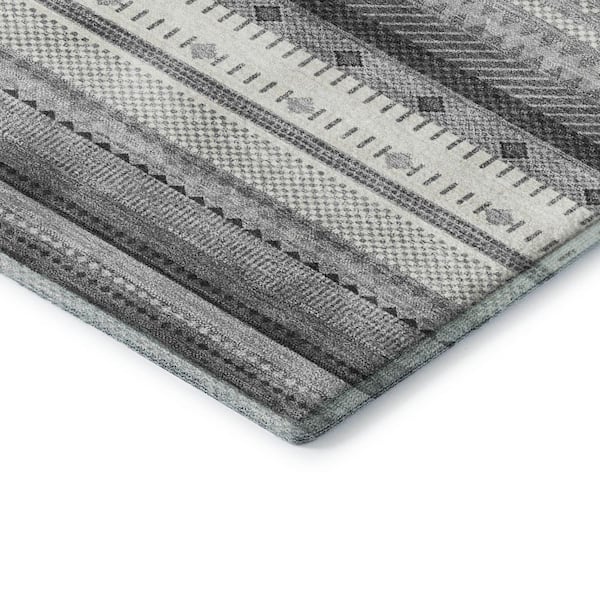 Mayfield Premium Machine Washable Abstract AMF2218 Gray 5 ft. x 7 ft. 6 in. Area Rug