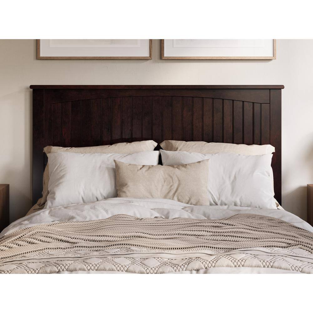 Espresso Queen Wood Headboard with Attachable Charger
