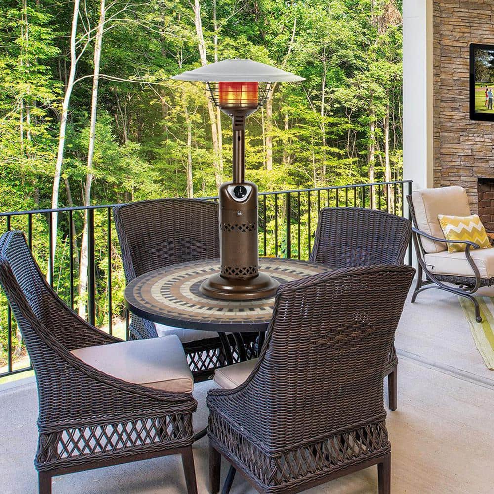 Bronze and Silver Tabletop Propane Patio Heater with Emergency Shut Off