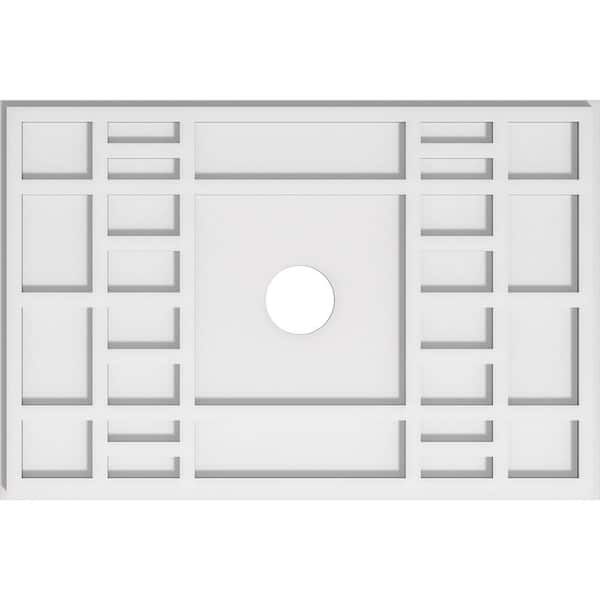 Ekena Millwork 26 in. W x 17-3/8 in. H x 3 in. ID x 1 in. P Beaux Architectural Grade PVC Contemporary Ceiling Medallion