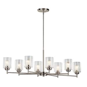 Winslow 8-Light Brushed Nickel Contemporary Shaded Oval Chandelier for Dining Room