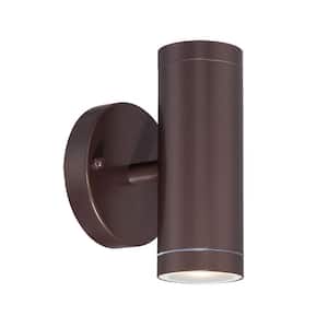2-Light Architectural Bronze Integrated LED Wall Lantern Sconce