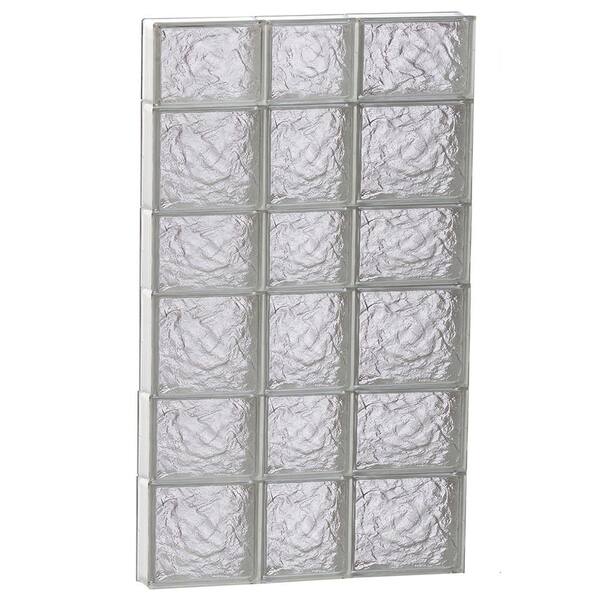 Clearly Secure 21.25 in. x 40.5 in. x 3.125 in. Frameless Ice Pattern Non-Vented Glass Block Window