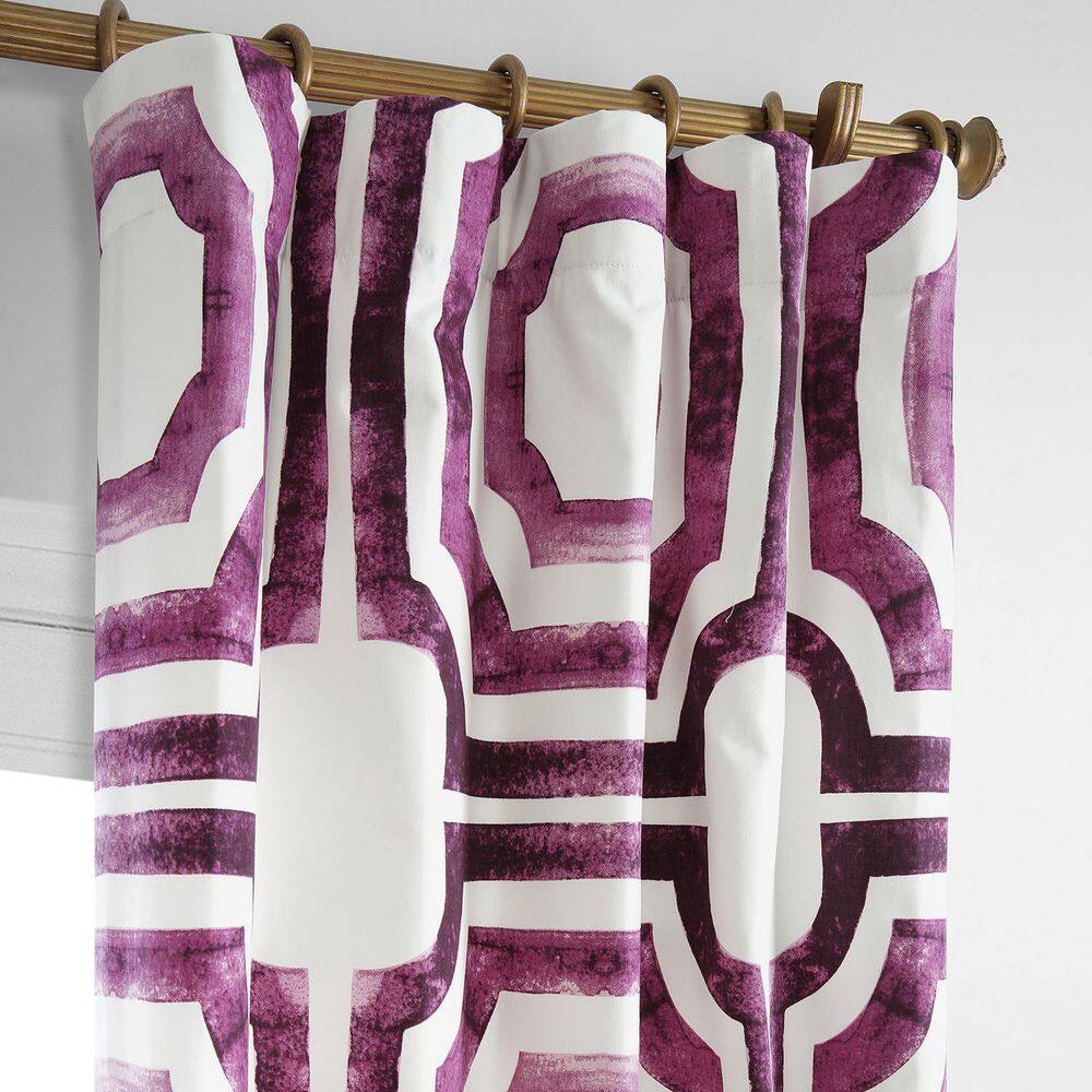 Mecca Pink Geometric Cotton Room Darkening Curtain Panel