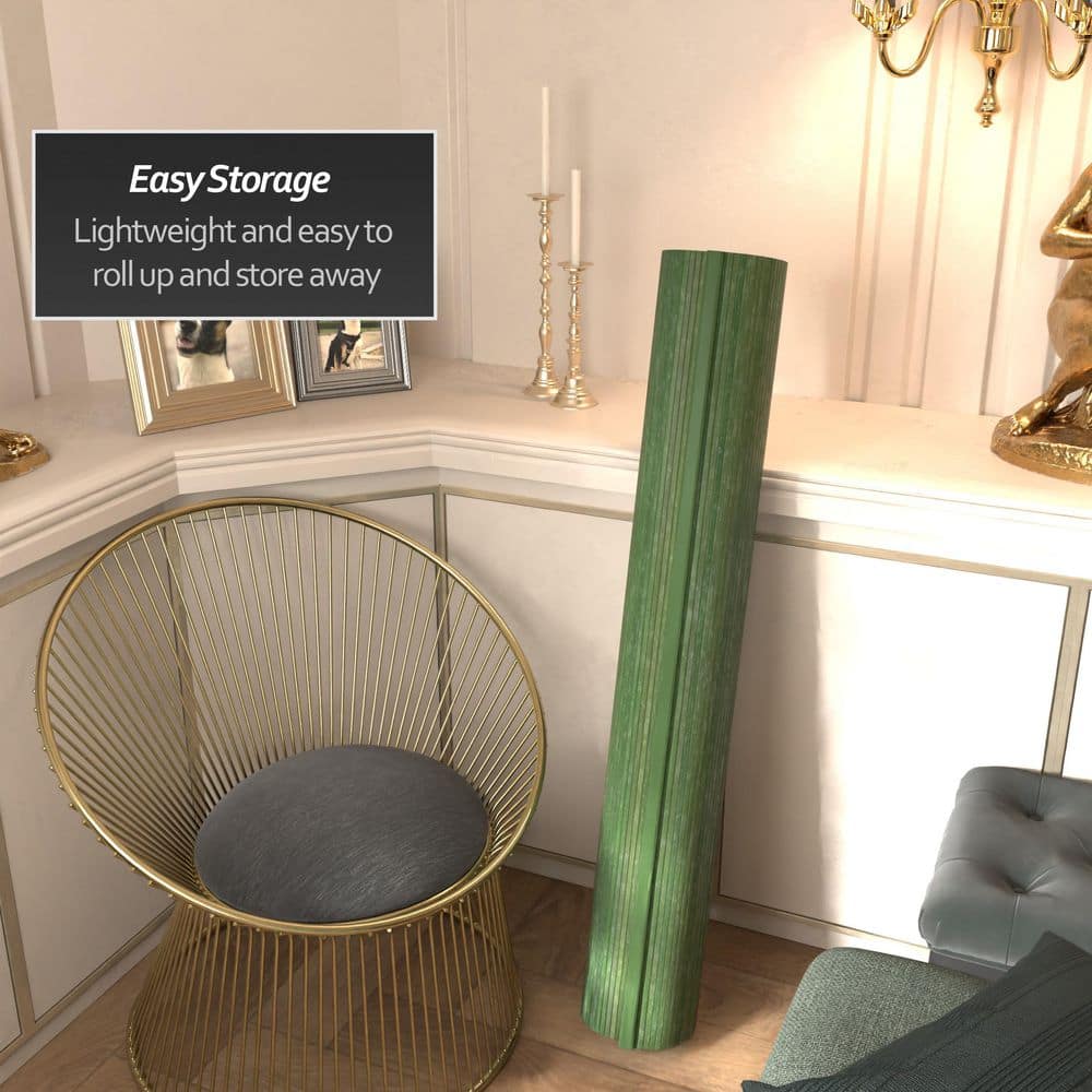 Sage Green Bamboo Wave Room Divider, 48" Height