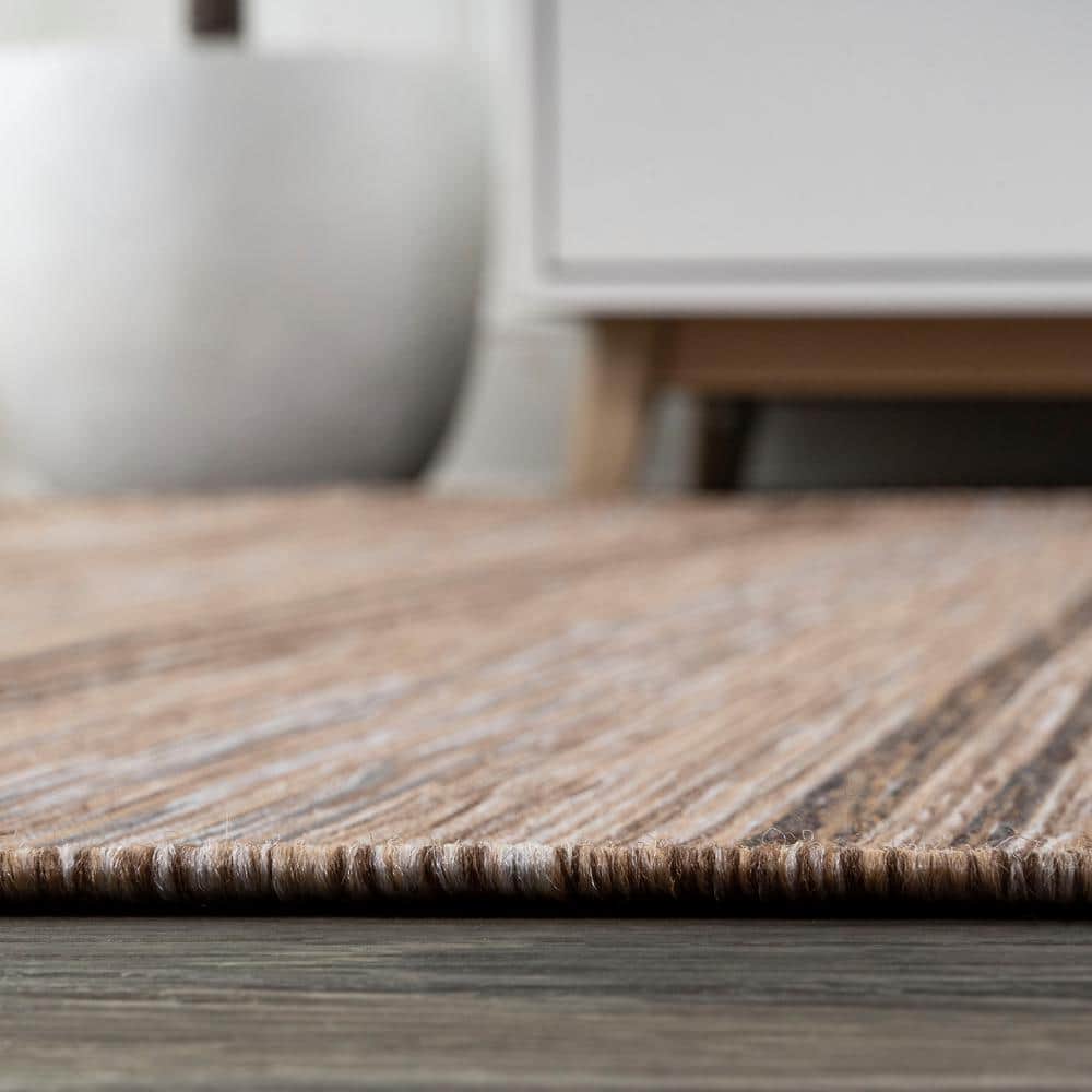 Coastal Charm Brown/Natural Stripe Synthetic 8' x 10' Rug