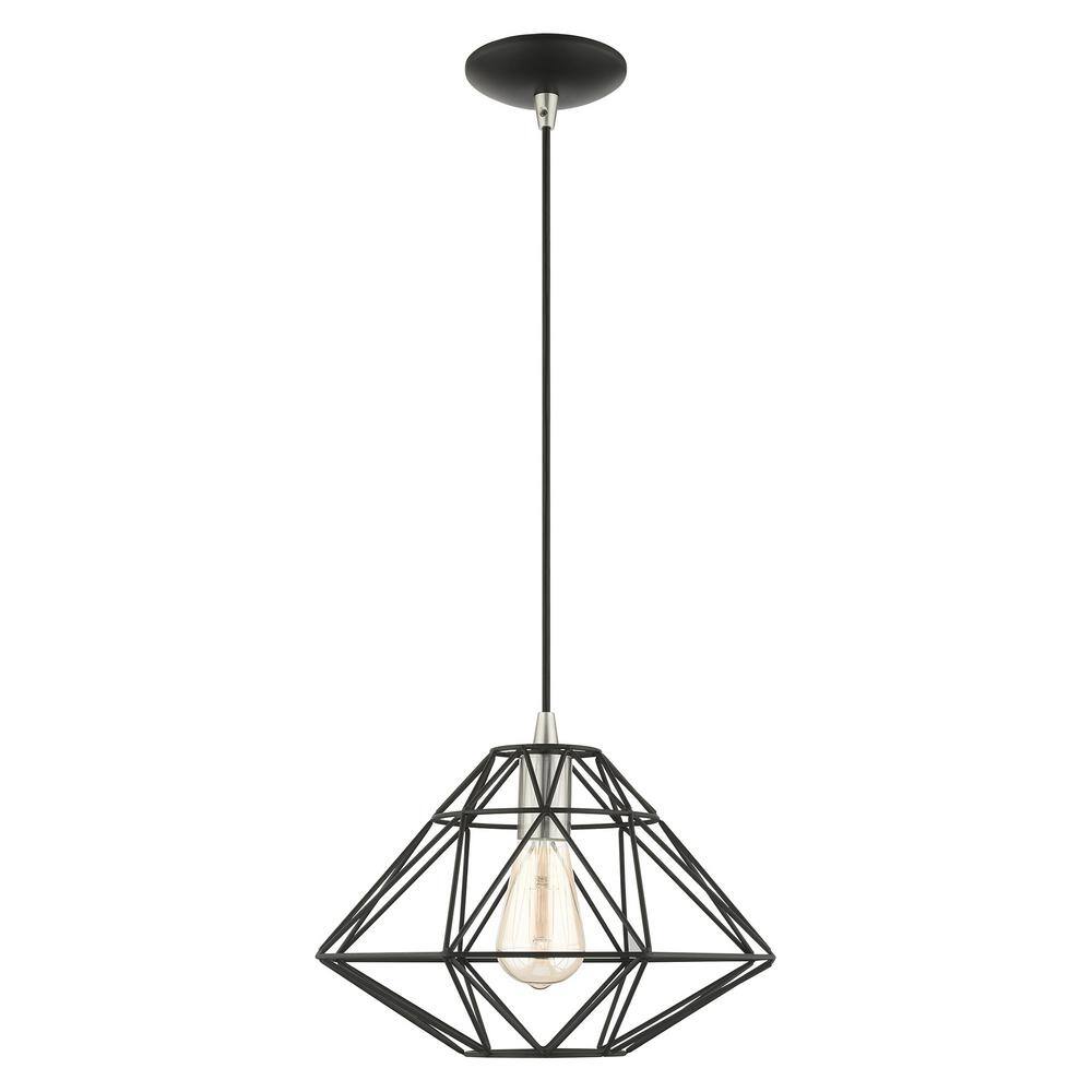 Geometric Black and Nickel Mini LED Pendant Light