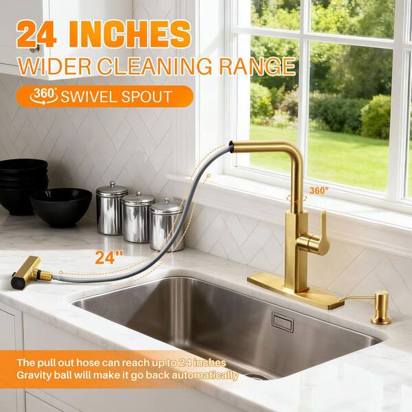 ALEASHA 14.8 in. 3-Mode Stainless Steel Single Handle Pull Down