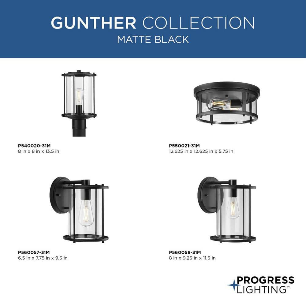 Matte Black Cylinder Outdoor Wall Lantern with Clear Glass
