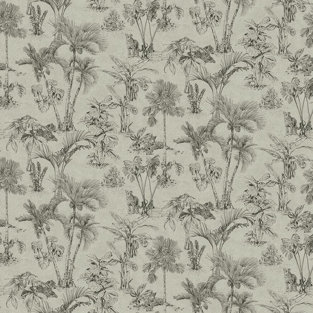 Zapata Black Tropical Jungle Wallpaper