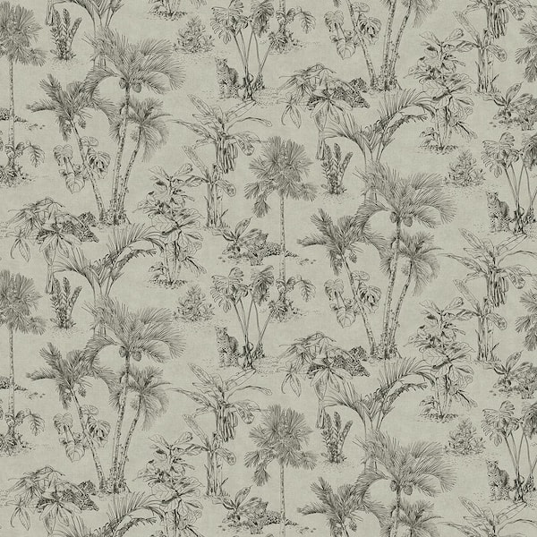 Advantage Zapata Black Tropical Jungle Wallpaper