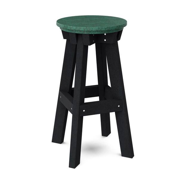 Wildridge Heritage Turf Green and Black HDPE Plastic Outdoor Bar Stool ...