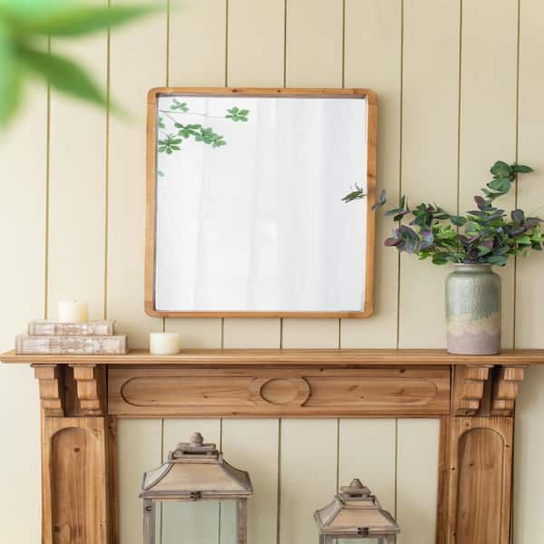 Unbranded Modern 24 in. W x 36 in. H Rectangle Wood Framed Brown Mirror, Wall Home Decor for Living Room Bedroom Entryway