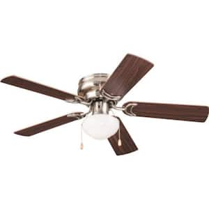 42 in. Indoor Hugger Mount Ceiling Fan, 5 Walnut/Maple Blades Brushed Nickel.