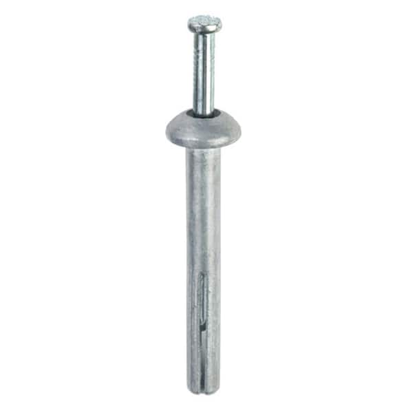 CONFAST 1/4 X 2-1/2 Hammer Drive Nail-in Anchor – 100 Per Box – For Concrete, Block, Brick – Permanent Fastening