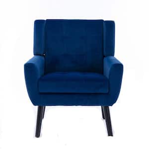 Blue Velvet Material Ergonomics Accent Arm Chair Living Room Chair Bedroom Chair Home Chair with Black Legs