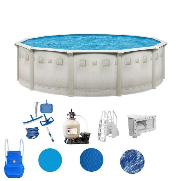 Palisades 24 ft. Round 52 in. Deep Above Ground Hard Sided Deluxe Pool Package