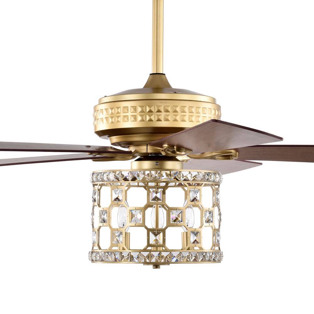 Adsila 52 in. 3-Light Indoor Satin Gold Ceiling Fan Chandelier with Light Kit and Remote Control price history on PriceWatchPro