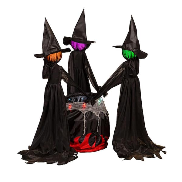 Evergreen Enterprises Lighted Trio Witches with Cauldron Garden Stakes
