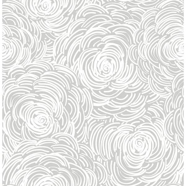 A-Street Prints Celestial Grey Floral Paper Strippable Roll Wallpaper (Covers 56.4 sq. ft.)