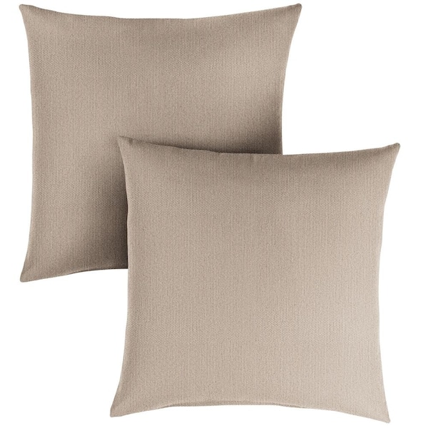 SORRA HOME Sunbrella Revive Sand Square Outdoor Throw Pillow (2-Pack)