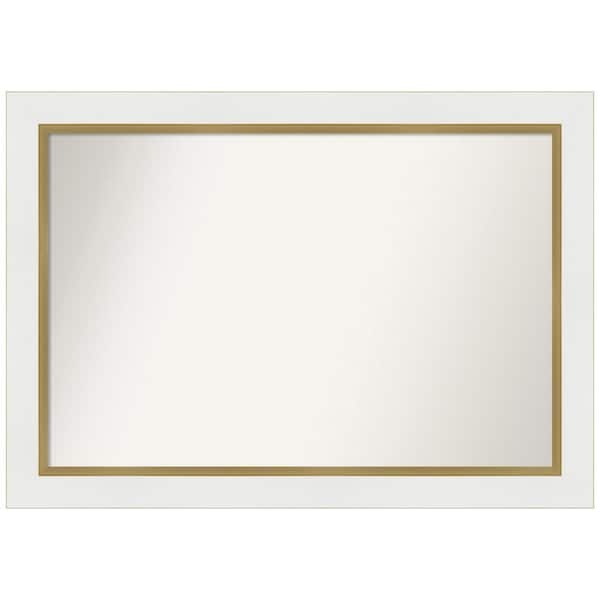 Amanti Art Eva White Gold 41.25 in. W x 29.25 in. H Non-Beveled Bathroom Wall Mirror in Gold, White