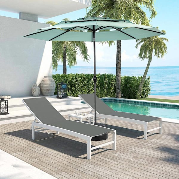 AFAIF 10 ft. 3-layer Outdoor Aluminum Patio Umbrella, 8 steel ribs Market Umbrella without base for Poolside-Light Green