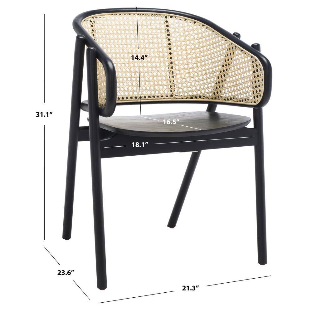 Emmy Black and Natural Rattan Cane Dining Chair