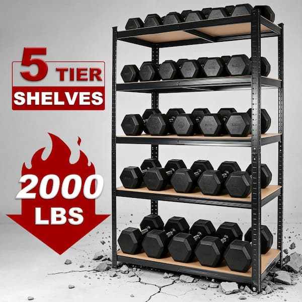 rion Siavonce 5-Shelf 2000 lbs. Capacity Garage Storage Shelves Pantry