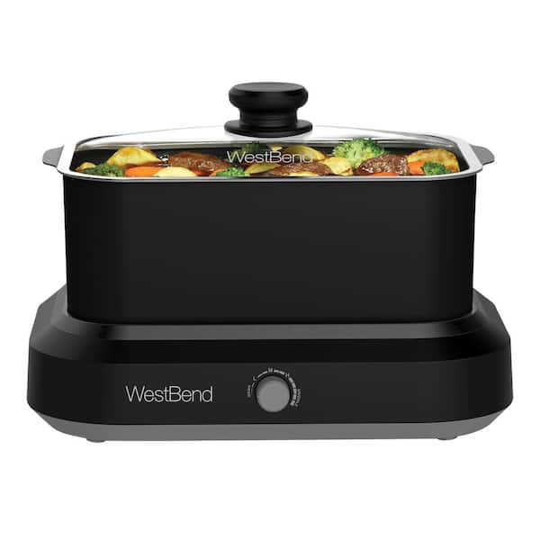 West Bend 5 Qt. Black Versatility Slow Cooker with Black Tote and Travel Lid