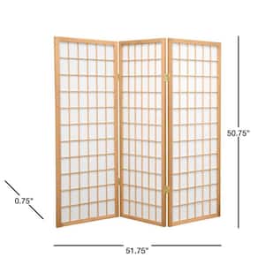 4 ft. Short Window Pane Shoji Screen - Natural - 3 Panels