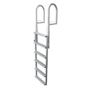 6-Rung 20-in. Wide Lifting Aluminum Boat Dock Ladder with Anti-Skid Rungs for Seawalls and Stationary Boat Dock Systems