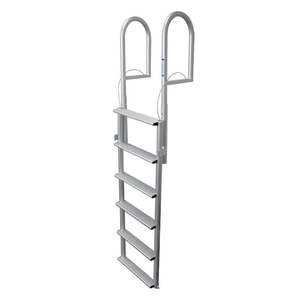 Tommy Docks 6-Rung 20-in. Wide Lifting Aluminum Boat Dock Ladder with Anti-Skid Rungs for Seawalls and Stationary Boat Dock Systems