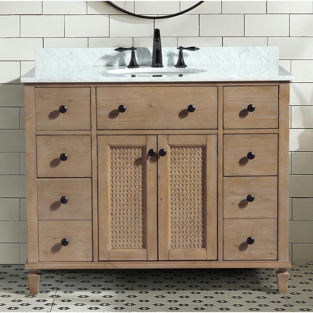 Annie 42" Weathered Fir Bathroom Vanity with Marble Countertop