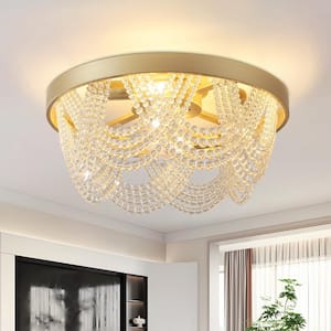 20 in. Indoor Crystal Enclosed Fandelier Boho Gold Ceiling Fan with Light and Remote Control 6-Speed Reversible Motor