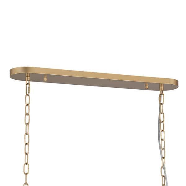 Y'INSP 8 Light Gold Metal Linear Chandelier Adjustable