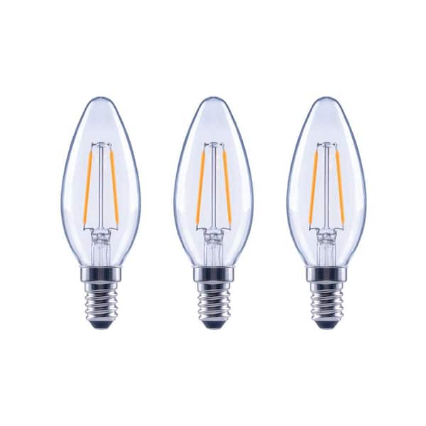 EcoSmart 25-Watt Equivalent B11 Dimmable E12 Candelabra ENERGY STAR Clear Glass Vintage LED Light Bulb Soft White (3-Pack)