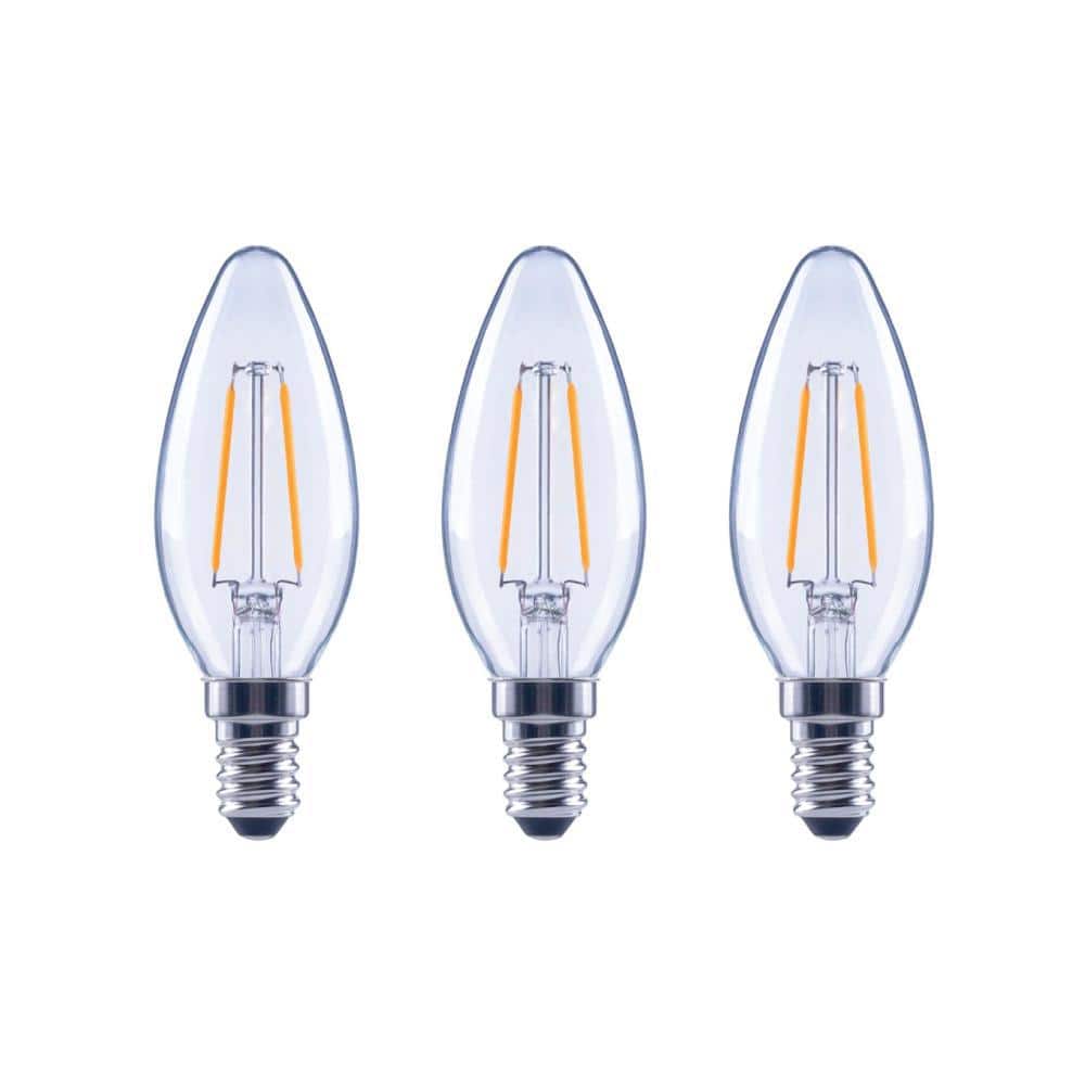 EcoSmart 25-Watt Equivalent B11 Dimmable E12 Candelabra ENERGY STAR Clear Glass LED Vintage Edison Light Bulb Daylight (3-Pack) -  FG-04066