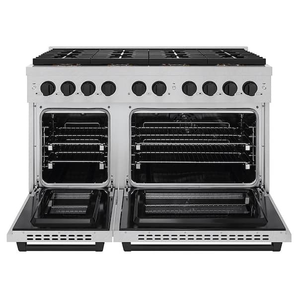 Autograph 48 in. 6.7 cu. ft. Dual Fuel Range with 8-Burner Cooktop and Dual Ovens in Satin Stainless and Matte Black