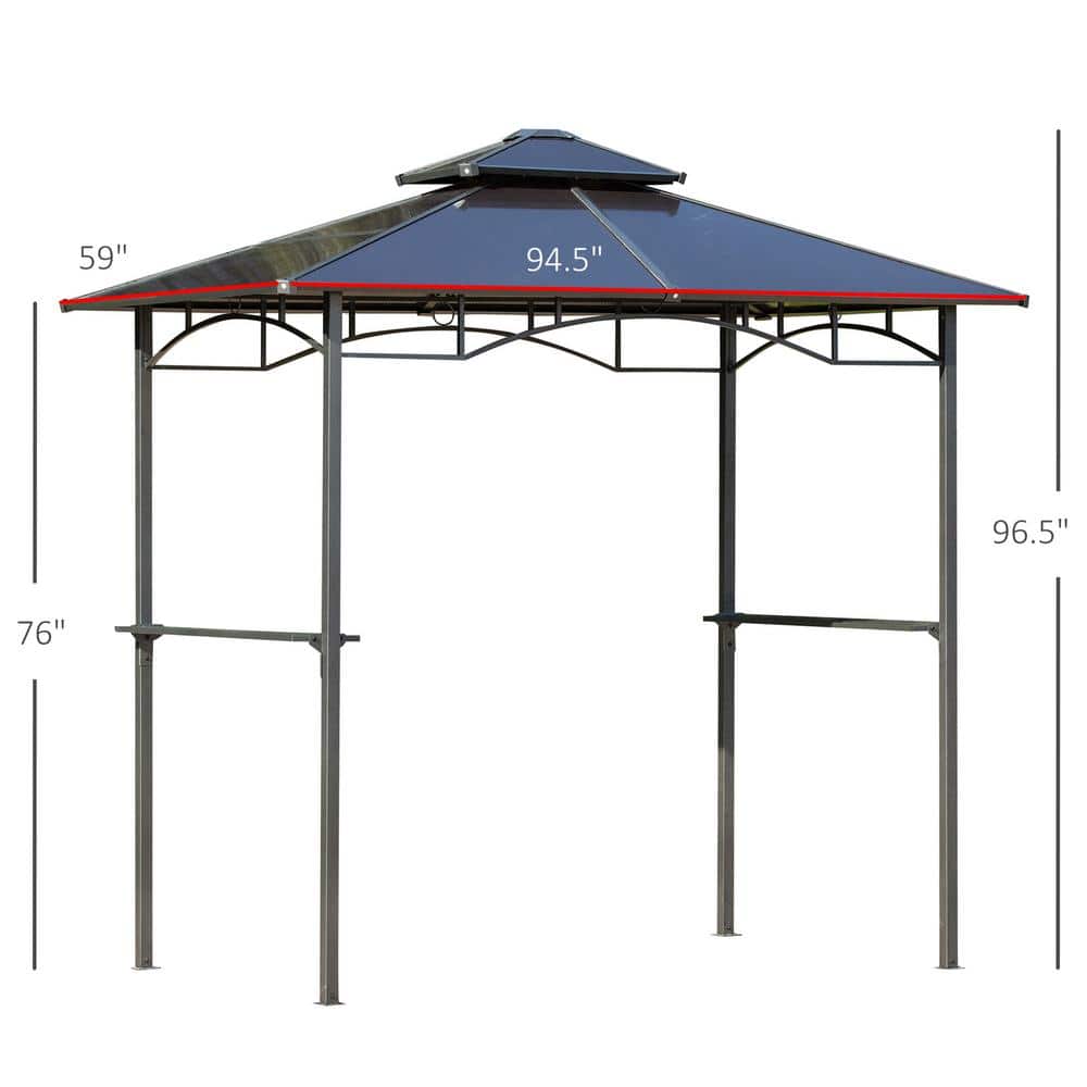 Outsunny 8' x 5' Brown Barbecue Grill Gazebo Tent with Side Shelves