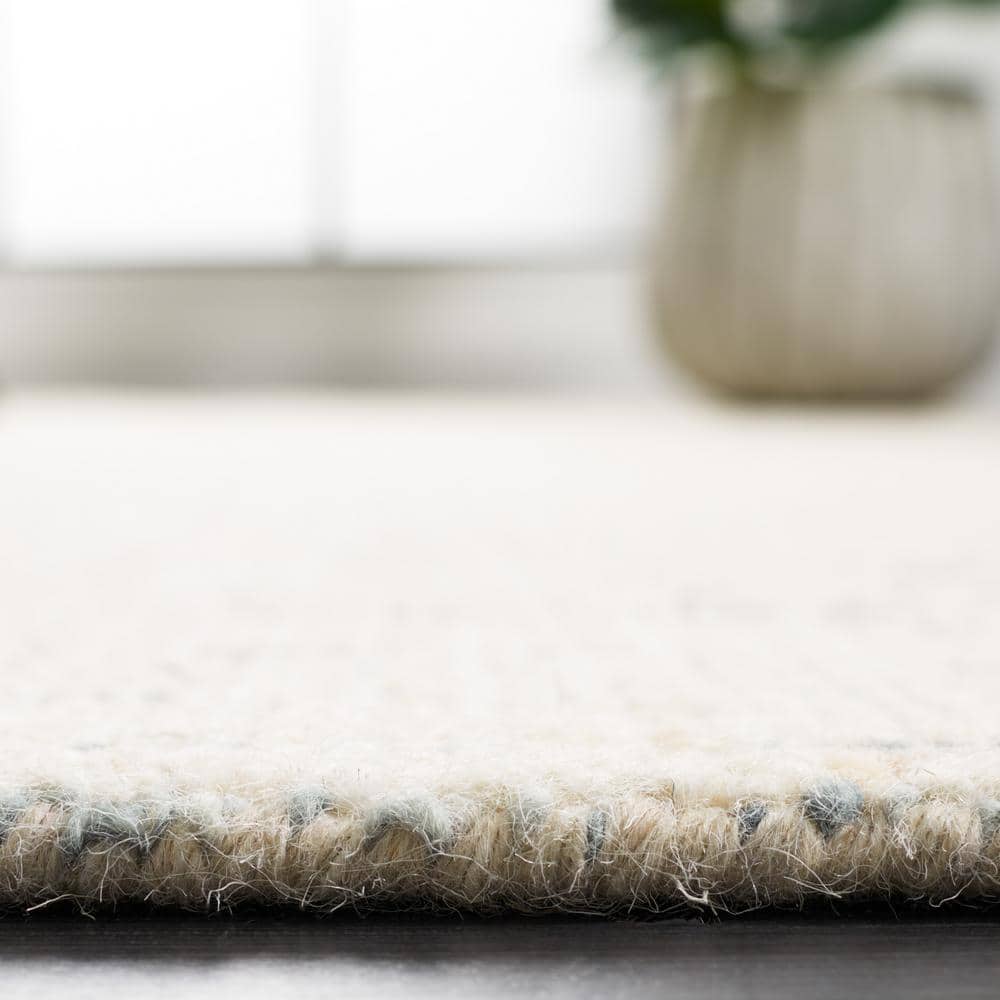 Beige and Gold Abstract Hand-Tufted Wool Runner Rug