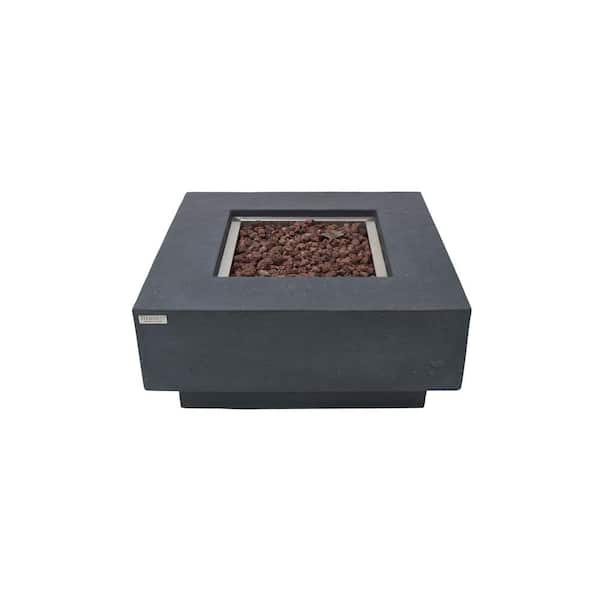 Manhattan 36 in. x 16 in. Square Concrete Propane Fire Pit Table in Dark Gray